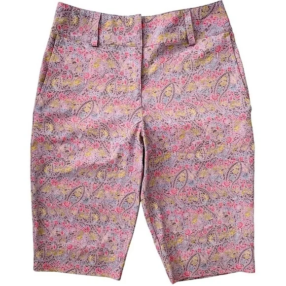 Nike Golf Lavender Paisley Print Bermuda Shorts Size 4 - Picture 1 of 12